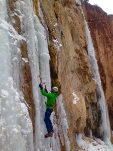 Ice climbing in Rifle Mountain Park.
